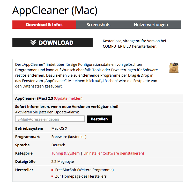 app cleaner free mac soft